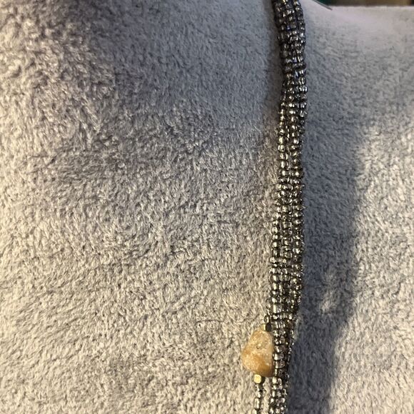 Coldwater Creek 4 Strand Seed Bead & Natural Stone Necklace Citrine Quartz Agate - Picture 8 of 10